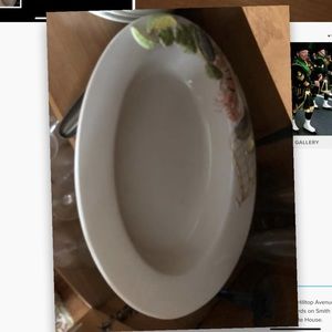 Vintage hand painted Italian Serving Set. Large Server and Eight bowls